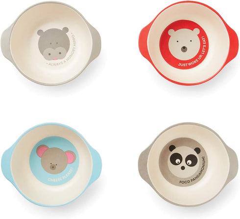 Red Rover Animal Bamboo Kid's Bowls Multicolor, Set of 4...