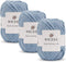 NICEEC 3 Packs Kraft Paper Yarn- Soft Raffia Ribbon Yarn for Crocheting & Knitting, Polyester, DIY Weaving - Total 474yds, 5.3oz - Light Blue...