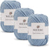NICEEC 3 Packs Kraft Paper Yarn- Soft Raffia Ribbon Yarn for Crocheting & Knitting, Polyester, DIY Weaving - Total 474yds, 5.3oz - Light Blue...