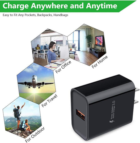 Samsung 18W USB Charger - 3A Quick Charge 3.0 Wall Charger - Fast Charging Block for Galaxy S24, S23, S22, S21, S20, S10, S9, S8, Z Flip 6, 5, 4, ...