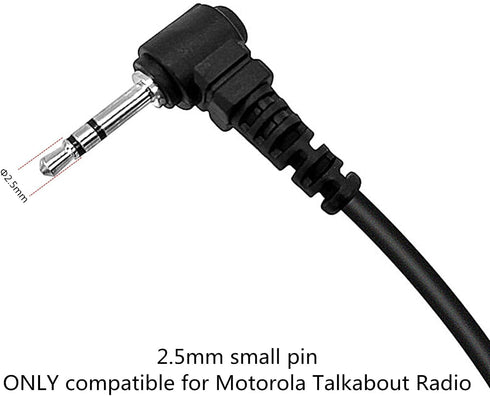 2.5mm Earpiece D Shape Headset with PTT Mic for Motorola Talkabout Radio T100 T200 T200TP T260 T260TP T265 T380 T400 T460 T600 T605 T605 T800 MH23...