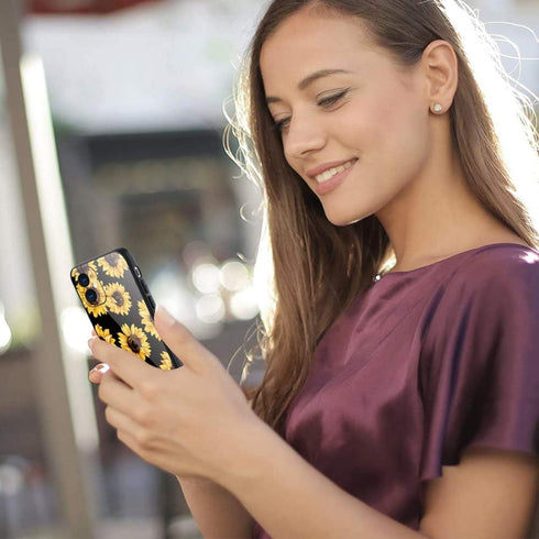 ZIYE Compatible with iPhone 11 Case Sunflower with Camera Lens Protective Cover for Girl for Women,Hard PC Back Anti Slip Grip Bumper Protective C...