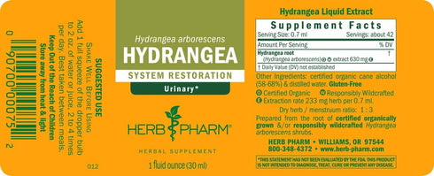 Herb Pharm Hydrangea Liquid Extract for Urinary System Support, 1 Fl Oz...