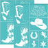 OLYCRAFT 2pcs 8.6x11 Inch Self-Adhesive Silk Screen Printing Stencils Western Cowboy Boots Silkscreen Stencils Reusable Hat Horse Mesh Transfer St...