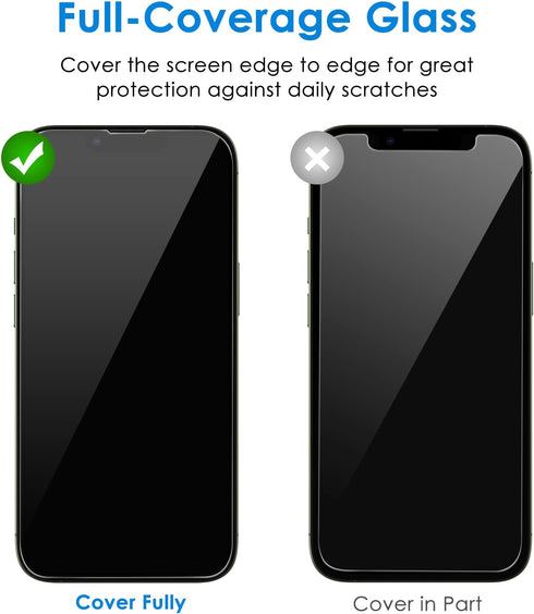 JETech One Touch Install Screen Protector for iPhone 13/13 Pro 6.1-Inch, Full Coverage Tempered Glass Film, Auto Alignment Tool Kit, HD Clear, 2-P...