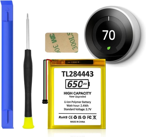TL284443 Battery, 650mAh (2024 Upgraded) High Capacity Li-ion Polymer Replacement Battery for Nest Learning Thermostat 2nd 3rd, fit T3007ES,T3008U...
