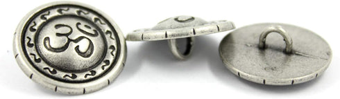 Bezelry 12 Pieces OM Buttons Metal Shank Buttons. 22mm (7/8 inch) (Antique Silver)...
