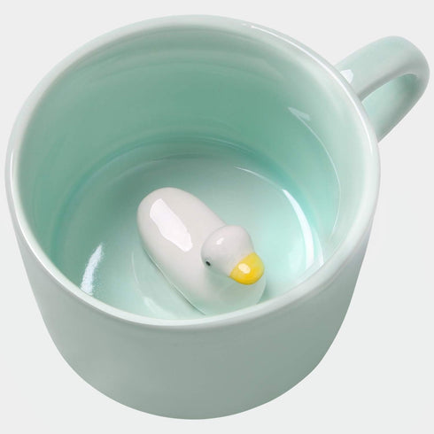 Surprise 3D Coffee Mug Animal Inside 8 oz with Duck,Cute Cartoon Handmade Ceramics Cup,Christmas Birthday Surprise for Friends Family or Kids (Duc...