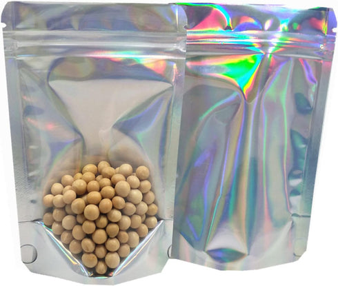 50 Pieces 4.3x6.3 inch Resealable Stand Up Zipper Lock Bags Heat Seal Pouches Gusset Bottom Clear Foil Food Storage Packaging Bag...