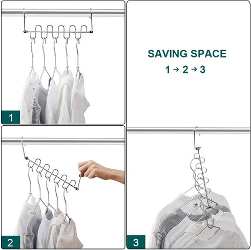 Meetu Closet Organizer - 9.5 Inch Cloth Hanger Magic Space Saving Hangers for Wardrobe Organization (Pack of 8)...