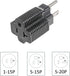 NEMA 5-15P to 5-15/20R Adapter,15 Amp Household Plug to 20 Amp T-Blade Female Adapter,15 Amp Male to 20 Amp Female Plug Outlet 3 Prong Household T...