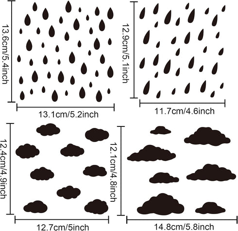 Raindrop Cloud Stencil Rain Drop Clouds Drawing Painting Stencils 11.8×11.8 Inch Reusable Weather Stencil for Wall Decoration Window Paper DIY Art...