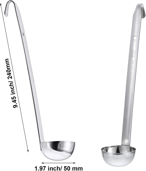 meekoo 3 Pieces Stainless Steel Ladle Soup Handle Ladle with Pouring Rim for Kitchen Cooking Soup Sauce(1 oz)...