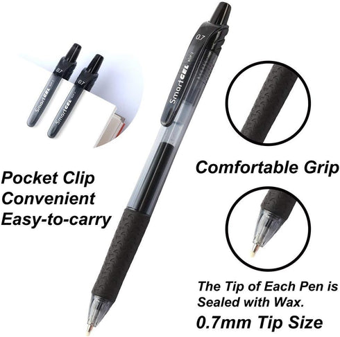 30 Pack Black Gel Pens, Retractable Medium Point Gel Ink Pens Smooth Writing for School Office Home, Comfort Grip(15 Pens with 15 Refills)...