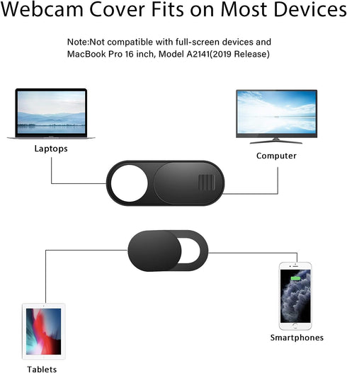 Laptop Camera Cover, 0.027 Inch Ultra Thin Camera Cover, Webcam Privacy Cover Fits on Computer, Laptop, MacBook, PC, Cell Phone, iPhone, iPad, iMa...