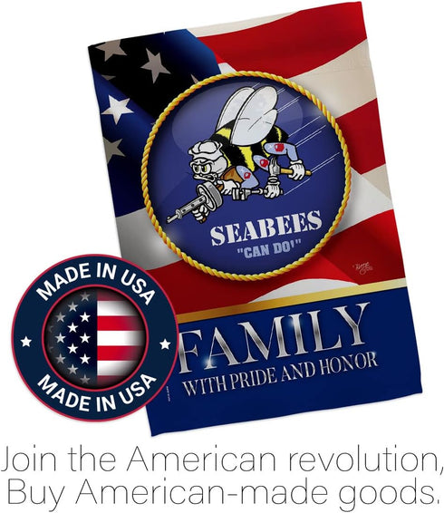 Breeze Decor US Family Honor Garden Flag Armed Forces Navy USN Seabee United State American Military Veteran Retire Official House Banner Small Ya...