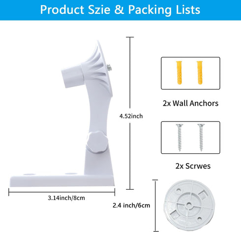 Wall Mount Compatible with TP-Link Tapo C210/ C200 and Kasa Indoor Pan EC70/ EC71/ KC410S, Adjustable Angles Bracket 180 Degree Rotation Easy to I...