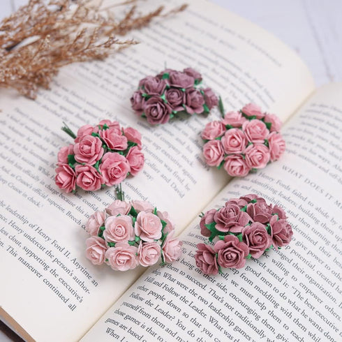 Handmade 50 pcs Mini Mulberry Paper Roses 18 mm Mulberry Paper Flowers Scrapbooking Wedding DIY Craft. (Pink Pastels Tone)...