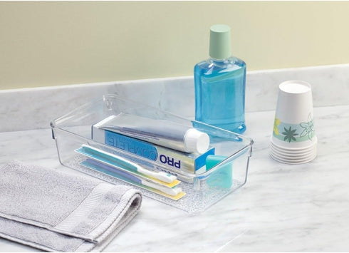 iDesign 49250 Rain BPA-Free Plastic Drawer Organizer Tray - 12" x 6" x 3", Clear...