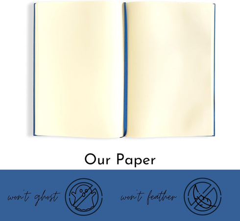 Portage Blank Hardcover Aesthetic Notebook Writing Journal – Bleed-Proof Paper Notepad for Journaling, High GSM, A5 Notebook, Cream Pages - Navy B...