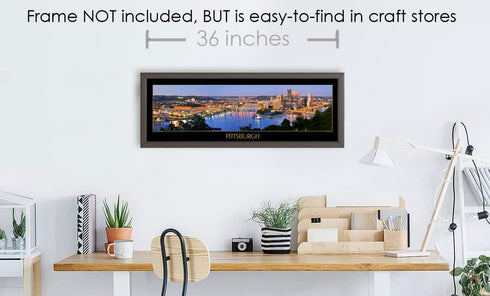 Pittsburgh Skyline UNFRAMED Photo Print Dusk Downtown City Color Poster-Style Version 11.75 inches x 36 inches Photographic Panorama Poster Pictur...