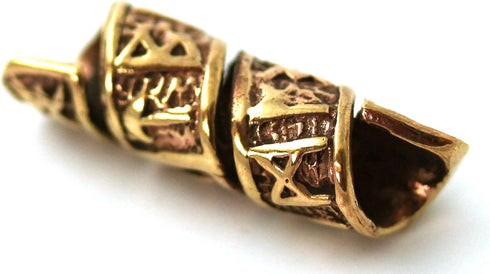 Bronze Norse Viking Celtic Beard Beads Rings, Medieval Dwarf Dreadlock Pirate Hair Beads, Pagan Jewelry...