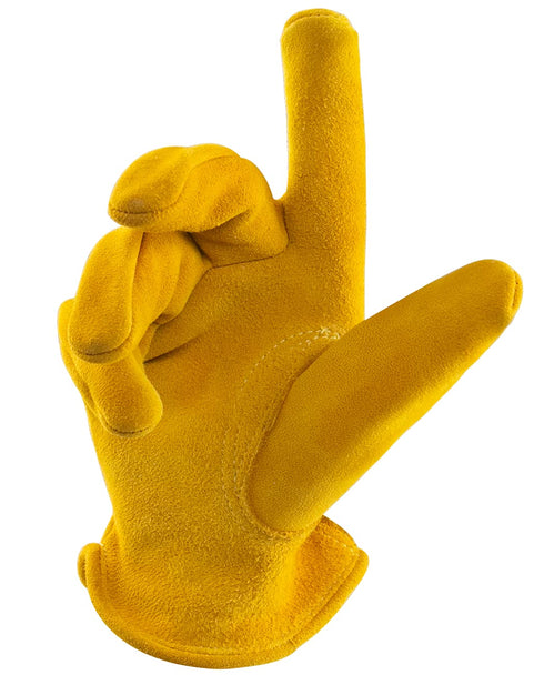 Kids Work Gloves Age 2-14, Extra Soft Deerskin Suede, Durable, Flexible Toddler Youth Genuine Leather Gloves for Kids Yard Work, Working, Gardenin...