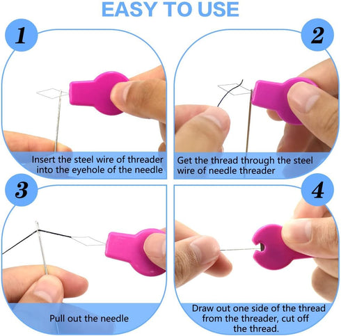 Lechchy Needle Threader for Hand Sewing & Sewing Machine - 10 Simple Needle Threaders for Embroidery Floss + 2 Seam Rippers + 2 Drawstring Threade...