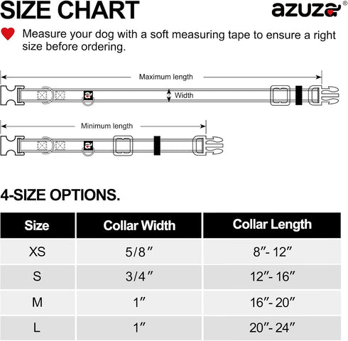 azuza 2 Pack Neoprene Padded Dog Collar for Small Dogs, Reflective Dog Collar with ID Tag Ring, Adjustable Safe and Comfy Dog Collars,Purple/Pink,...