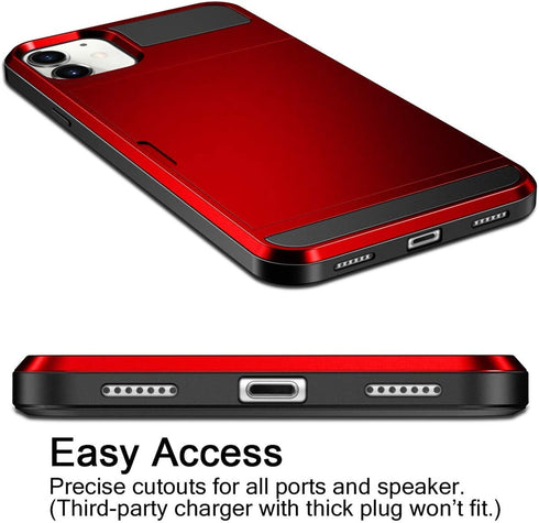 Vofolen Case for iPhone 11 Case Wallet Credit Card Holder ID Slot Sliding Door Hidden Pocket Anti-Scratch Dual Layer Hybrid Bumper Armor Protectiv...