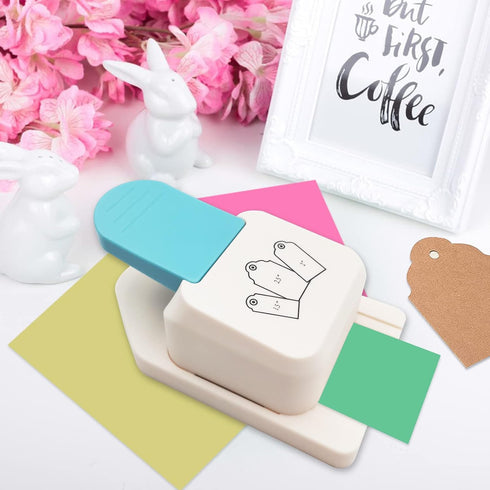 3 in 1 Craft Tag Punch Gift Tag Paper Punch?Paper Craft Tag Punch 1.5" 2" 2.5" with 1 Roll Hemp Rope 32.8 Feet Round Shape Small Hole Punch for Pa...