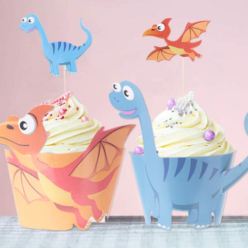 60 Pieces Dinosaur Cupcake Toppers Picks for Kids Birthday Party and Baby Shower Cake Decoration...
