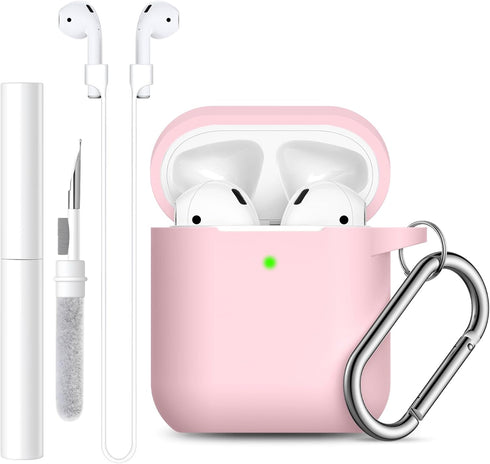 Lerobo for Airpods Case Cover, with Cleaner Kit and Magnetic Airpod Strap Anti-Lost Cord Sports Lanyard,Soft Slicone Cover Compatible with Apple A...