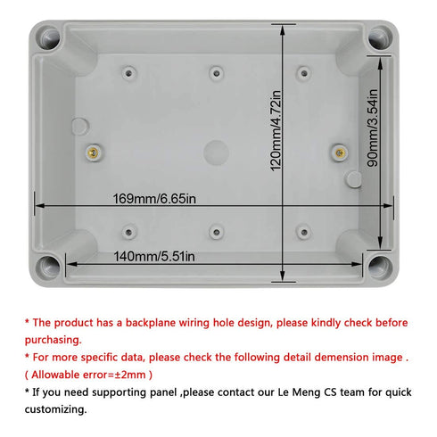 LeMotech Junction Box IP67 Waterproof Dustproof ABS Plastic Project Box for Electrical Outdoor Enclosure Gray 6.9 x 4.9 x 3 inch (175 x 125 x 75 m...