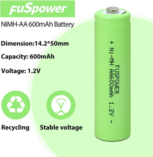 AA Rechargeable Batteries Rechargeable AA NiMH 600mAh Batteries for Outdoor Garden Landscaping String Lights Flashlight Mice (12 Count (Pack of 1)...