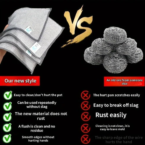 Non-Scratch Wire Cleaning Cloths 2 Pack Multipurpose Wire Dishcloths Double Layer Reusable Cleaning Rags Wire Dishwashing Rags for Wet and Dry Wir...