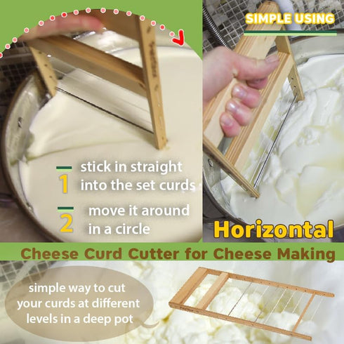 PetriStor Horizontal Cheese Curd Cutter for Cheese Making - Cheese harp - Cheese Curd Cutter Artisan Cheese Making Knife (1”)...