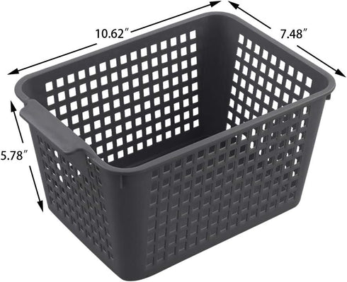 Sandmovie Gray Plastic Storage Baskets, 6 Packs...