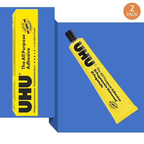 UHU All Purpose Adhesive, Fast, Strong, Crystal-clear, Adjustable, Permanent, Transparent, 125 ml Tube, Pack of 2...