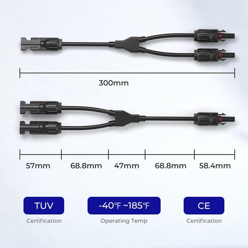 Renogy Solar Connectors Parallel Adapter Cable MMF+FFM, Upgrade-1 Pair Y Branch, Black...