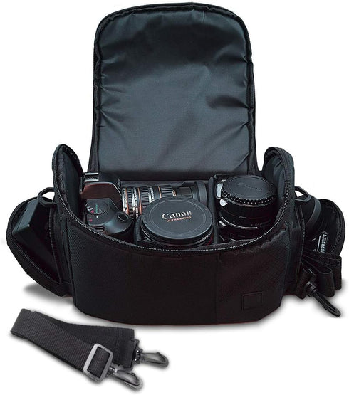 Deluxe Large Digital Camera/Video Padded Carrying Bag/Case for Nikon, Sony, Pentax, Olympus Panasonic, Samsung, and Canon DSLR Cameras & eCostConn...