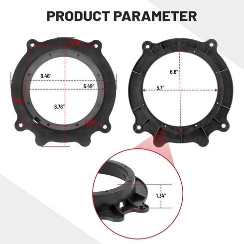 RED WOLF 6.5 Inch Front Door Speaker Adapter Bracket Compatible with Tesla Model 3 2017-Up Model Y 2020-Up Install Aftermarket Car Audio Speaker S...