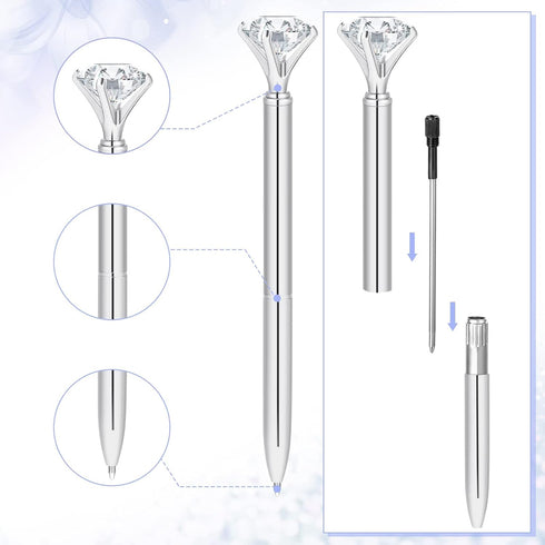 Pen Holder with 6 Pcs Bling Diamond Pens, Pencil Cups for Desk Glitter Bling Desk Organizer Makeup Brush Holder for Women Girls Classroom Offices ...