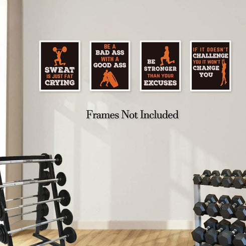 Sports Art Print,Inspirational Fitness Quote Wall Art Print,Motivational Workout Bodybuilding Phrases Art Painting , Set of 4 Art Posters?8 " x10 ...