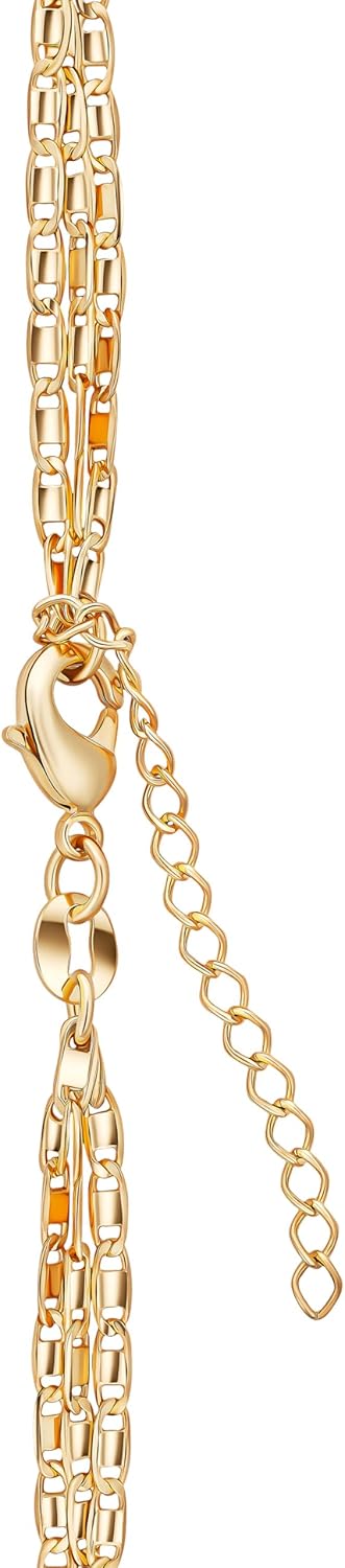 Barzel 18K Gold Plated Mariner Layered Necklace, 16-20 inches, with a 2 inch extension, Layered Necklace for women, High Polish Finish, Made In Br...