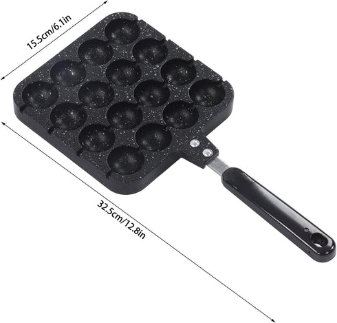 16 Holes Octopus Meatballs Pan, Aluminum Alloy Takoyaki Baking Mold Tray, for Home Kitchen...