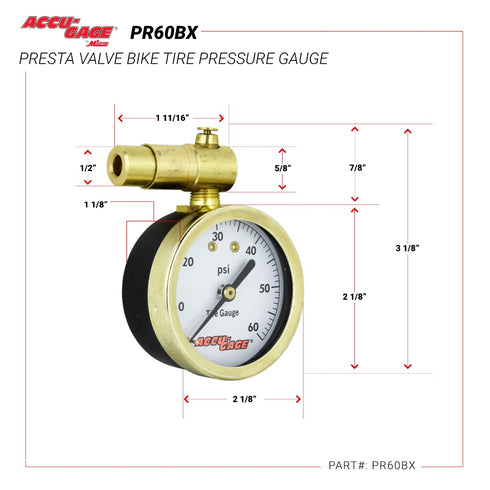Accu-Gage by Milton Presta Valve Bike Tire Pressure Gauge with Bleeder Valve, for 0-60 PSI - ANSI Certified...