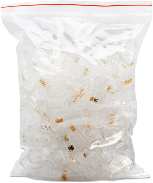 Cmple - Cat5e Connectors RJ45 Modular Pugs Crimp for Solid and Standard Network Ethernet Cable 8P8C LAN - 100 Pack...
