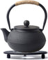 Hwagui - Black Cast Iron Teapot Trivet with Rubber Pegs for Kitchen Or Dining Table, 5.5 Inch Diameter...