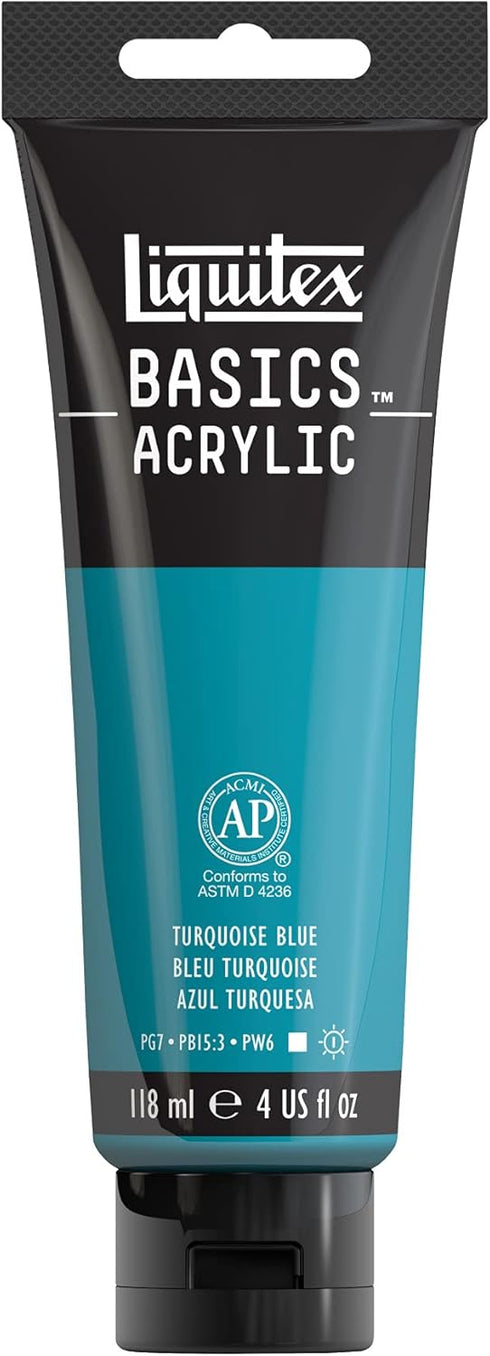 Liquitex BASICS Acrylic Paint, 118ml (4-oz) Tube, Turquoise Blue...